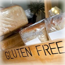 Image of bread shelf labeled "Gluten Free"