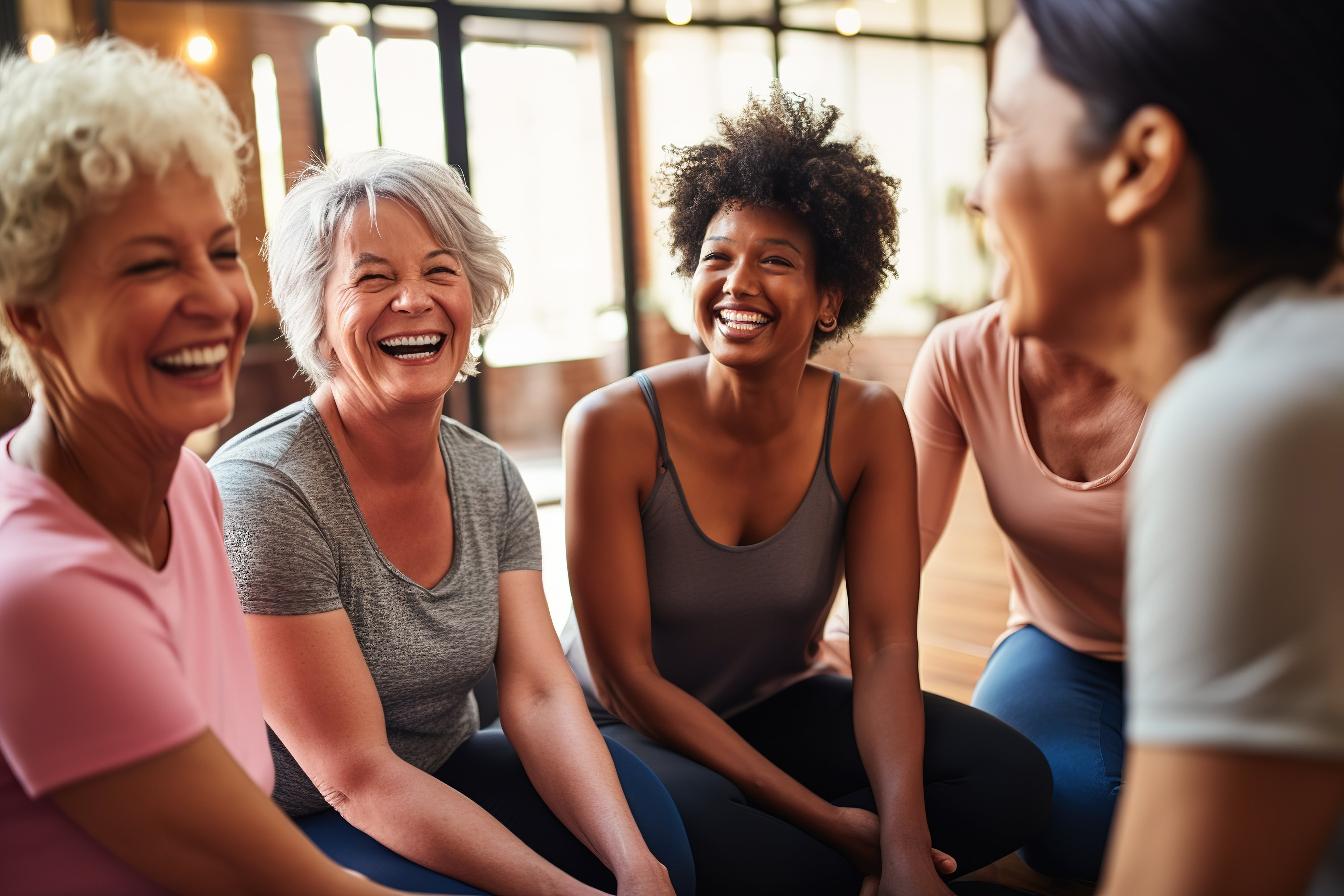 Photo of happy women sitting together in a group