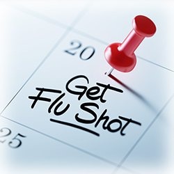 Picture of a flu shot reminder on calendar