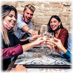 Photo of young people toasting with champagne