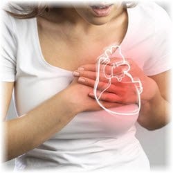 Photo of a woman clutching her chest with a superimposed illustration of a heart over her hands