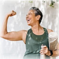 Photo of woman showing off her strong bones