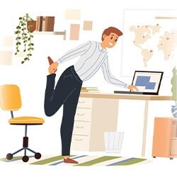 graphic of man stretching at his desk