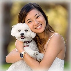 Photo of happy woman with her dog