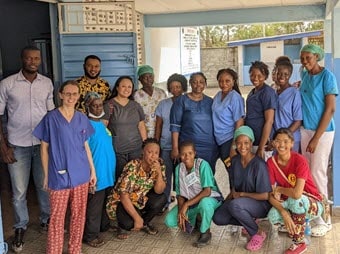 Dr. Lin (bottom right) and Dr. Abueg (middle row, 3rd from the left) with World Hope International and the Cervical Cancer screening trainees