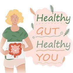 Graphic of a woman with a healthy gut 